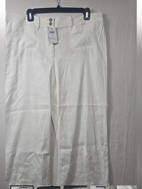 NWT J Jill Linen White Ankle Pants Women's L Petite Woven Stretch
Wide Leg